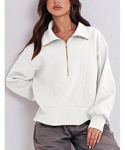 Women's Loose Fit Half Zip Sweatshirt Long Sleeve Oversized Fleece Pullover Hoodie Fall Clothes Sweatshirts White $10.35 Hood...