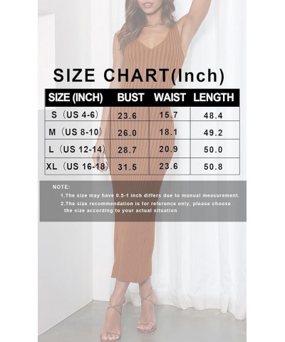 Women's 2024 Summer Sleeveless V Neck Knit Dress Ribbed Sweater Bodycon Tank Maxi Dresses Rust $18.90 Dresses