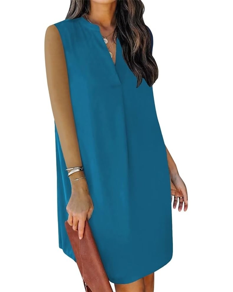 Women's Sleeveless Dresses 2024 V Neck Casual Trendy Dresses（S-2XL） B-indigo Blue $22.54 Dresses