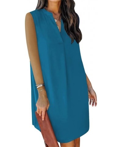 Women's Sleeveless Dresses 2024 V Neck Casual Trendy Dresses（S-2XL） B-indigo Blue $22.54 Dresses