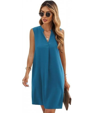 Women's Sleeveless Dresses 2024 V Neck Casual Trendy Dresses（S-2XL） B-indigo Blue $22.54 Dresses