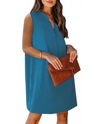 Women's Sleeveless Dresses 2024 V Neck Casual Trendy Dresses（S-2XL） B-indigo Blue $22.54 Dresses