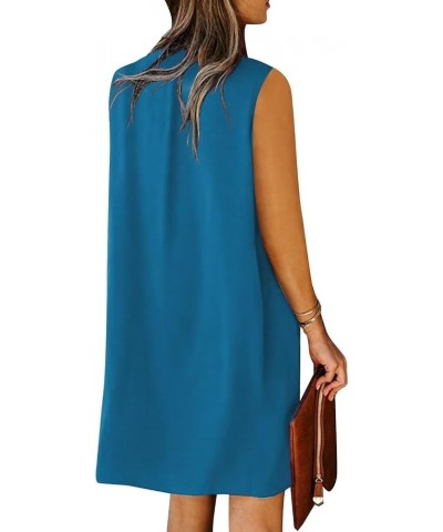 Women's Sleeveless Dresses 2024 V Neck Casual Trendy Dresses（S-2XL） B-indigo Blue $22.54 Dresses