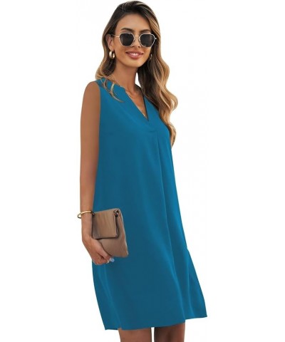 Women's Sleeveless Dresses 2024 V Neck Casual Trendy Dresses（S-2XL） B-indigo Blue $22.54 Dresses