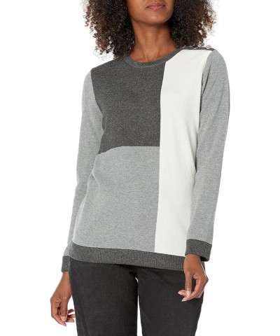 Women's Colorblock Crew Neck with Buttons Heather Grey Combo $26.80 Blouses