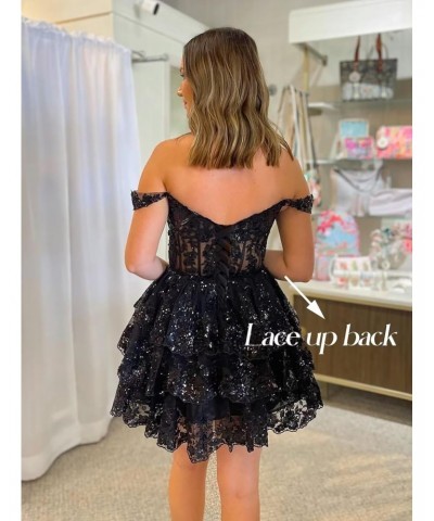 Tulle Applique Homecoming Dresses with Lace A Line Corset Tiered Off Shoulder Formal Party Gowns Short Women Plus Size Cockta...