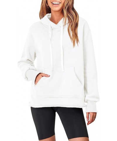 Women's Casual Cotton Long Sleeve Fleece Hoodies Sweatshirt 2024 Fall Winter Fashion Loose Drawstring Pullover White $25.19 H...