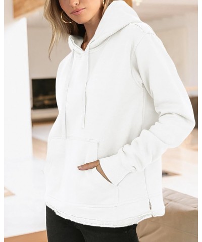 Women's Casual Cotton Long Sleeve Fleece Hoodies Sweatshirt 2024 Fall Winter Fashion Loose Drawstring Pullover White $25.19 H...