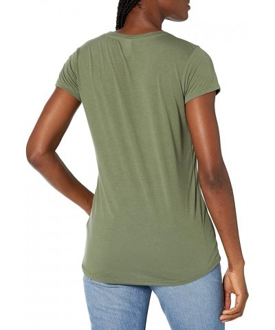 Women's Shirt, Super Soft V-Neck Short Sleeve Slinky Tee Army Green $10.74 T-Shirts