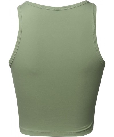 Women's Halter Neck Sleeveless Crop Tank Top Sage $10.25 Tanks