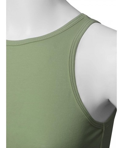 Women's Halter Neck Sleeveless Crop Tank Top Sage $10.25 Tanks