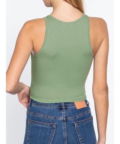 Women's Halter Neck Sleeveless Crop Tank Top Sage $10.25 Tanks