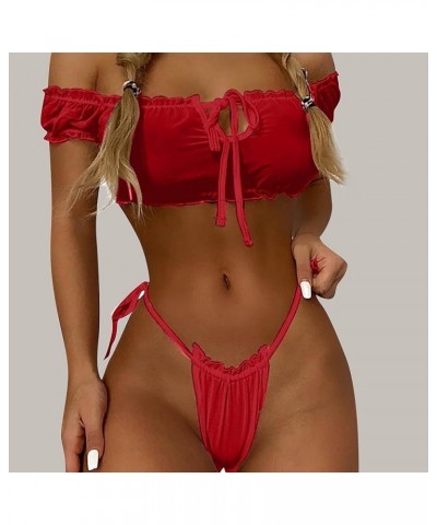 Women Naughty Nightlife Lingerie Set Bandeau Bikini Sexy Extreme Hot Mini Thong String Babydoll Underwear Red $9.87 Lingerie