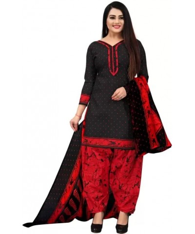 Readymade Blk Punjabi Salwar Suit of Printed Crepe Fabric with Chiffon Dupatta for Women Black -17 $22.20 Suits