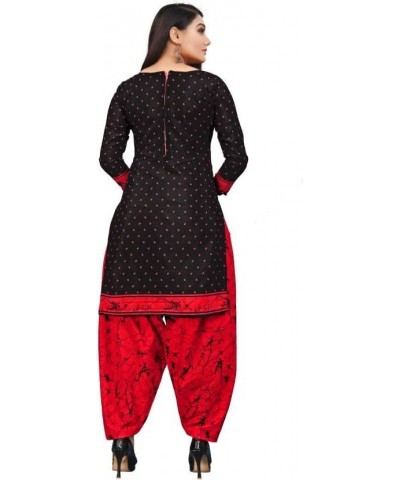 Readymade Blk Punjabi Salwar Suit of Printed Crepe Fabric with Chiffon Dupatta for Women Black -17 $22.20 Suits