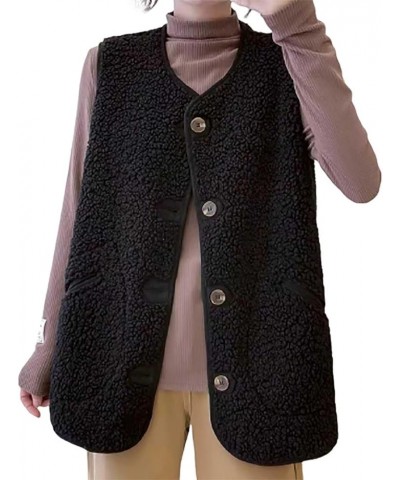 Women's Fleece Vest Casual Fuzzy Sleeveless Cozy Coats Lightweight Vest Winter Warm Sherpa Jacket With Pockets 05♛black $8.39...