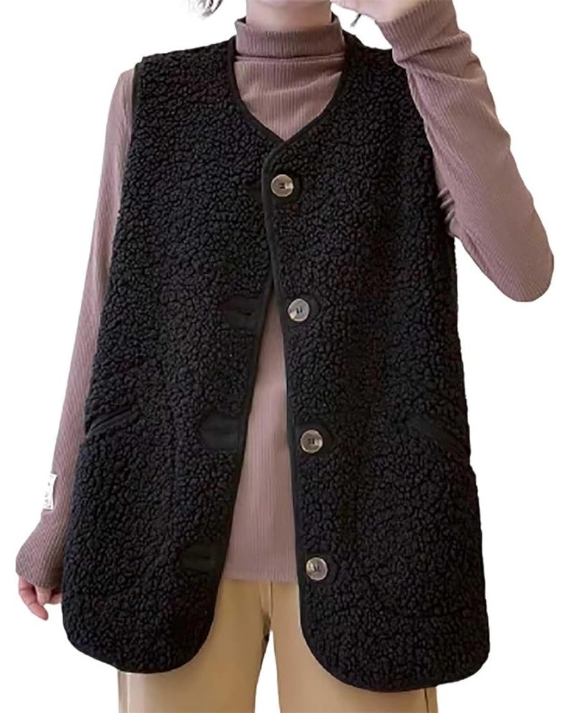 Women's Fleece Vest Casual Fuzzy Sleeveless Cozy Coats Lightweight Vest Winter Warm Sherpa Jacket With Pockets 05♛black $8.39...