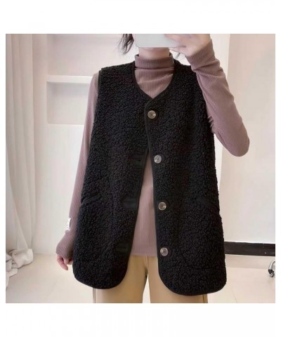 Women's Fleece Vest Casual Fuzzy Sleeveless Cozy Coats Lightweight Vest Winter Warm Sherpa Jacket With Pockets 05♛black $8.39...