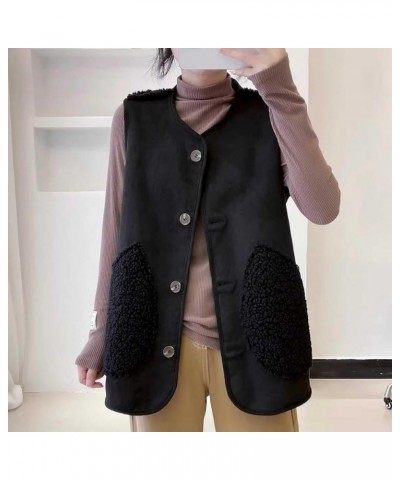 Women's Fleece Vest Casual Fuzzy Sleeveless Cozy Coats Lightweight Vest Winter Warm Sherpa Jacket With Pockets 05♛black $8.39...