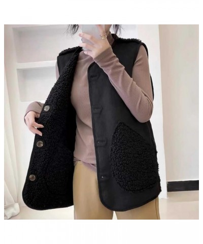 Women's Fleece Vest Casual Fuzzy Sleeveless Cozy Coats Lightweight Vest Winter Warm Sherpa Jacket With Pockets 05♛black $8.39...