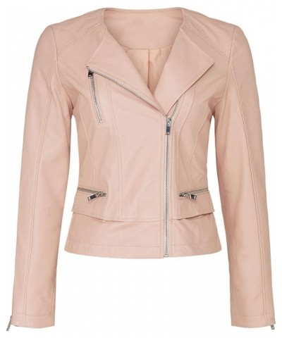 Women's Quilted Collarless Moto Jacket Pink $39.81 Jackets