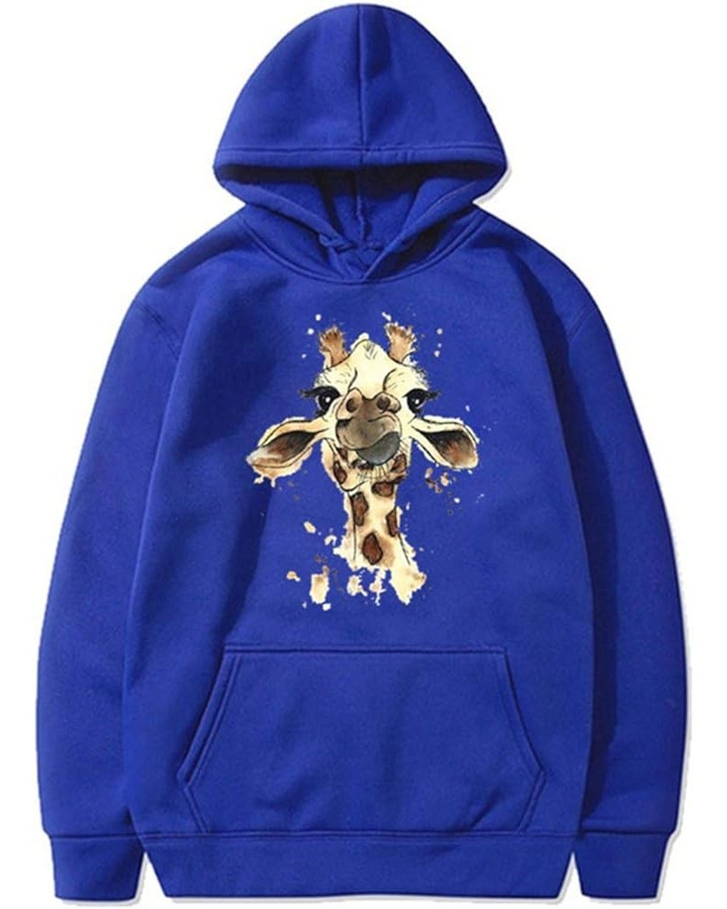 Cute Hoodies for Teen Girls Funny Giraffe Graphic Sweatshirts Womens Drawstring Blouse Long Sleeve Hooded Pullover Blue $6.47...