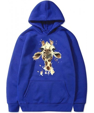 Cute Hoodies for Teen Girls Funny Giraffe Graphic Sweatshirts Womens Drawstring Blouse Long Sleeve Hooded Pullover Blue $6.47...