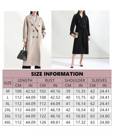 Women's Double-Sided Cashmere Coat Elegant Lapel Collar Double-Breasted Winter Long Overcoat with Belt Beige $35.17 Coats