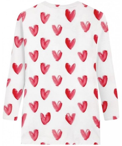 Valentine Day Shirt for Women 3/4 Sleeve Cute Love Hearts Graphic Tees Casual Fashion Tops Blouse 017-white $8.24 Activewear