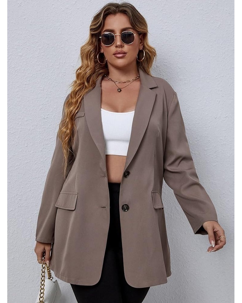 Suit Jackets for Women Plus Size Plus Solid Button Through Blazer Suit Jackets for Women Petite (Color : Mocha Brown, Size : ...