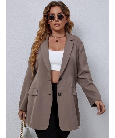 Suit Jackets for Women Plus Size Plus Solid Button Through Blazer Suit Jackets for Women Petite (Color : Mocha Brown, Size : ...