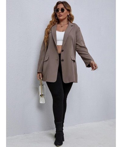 Suit Jackets for Women Plus Size Plus Solid Button Through Blazer Suit Jackets for Women Petite (Color : Mocha Brown, Size : ...