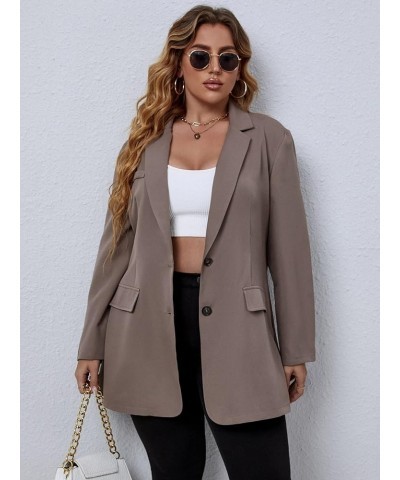 Suit Jackets for Women Plus Size Plus Solid Button Through Blazer Suit Jackets for Women Petite (Color : Mocha Brown, Size : ...