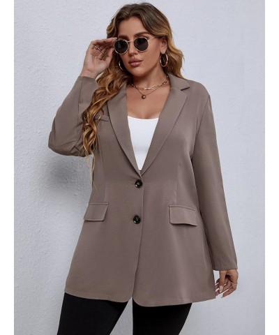 Suit Jackets for Women Plus Size Plus Solid Button Through Blazer Suit Jackets for Women Petite (Color : Mocha Brown, Size : ...