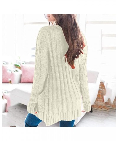 Womens Fall Sweaters Cardigan 2023 Open Front Oversized Button Plus Size Cable Knitted Long Sleeve V Neck Slouchy Outerwear B...