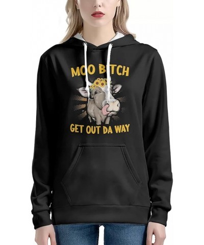 Women Pullover Sweatshirt Pockets Long Sleeve Oversized Hoodies XS-4XL Cow $15.39 Hoodies & Sweatshirts