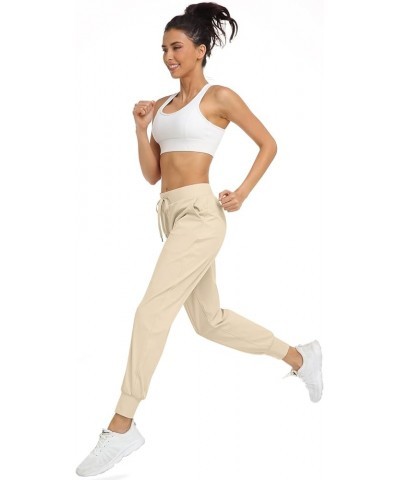 Women's Jogger Lounge Pants Lightweight Athletic Drawstring Sweatpants with Pockets for Casual Workout Running Light Khaki $1...