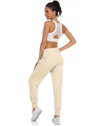 Women's Jogger Lounge Pants Lightweight Athletic Drawstring Sweatpants with Pockets for Casual Workout Running Light Khaki $1...