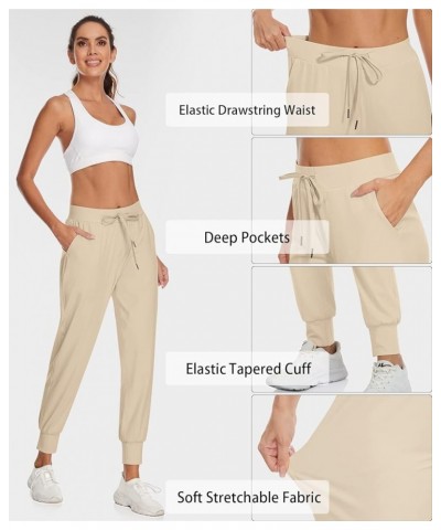 Women's Jogger Lounge Pants Lightweight Athletic Drawstring Sweatpants with Pockets for Casual Workout Running Light Khaki $1...