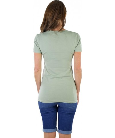 Women's Beautiful Wardrobe Classic Short Sleeve V-Neck T-Shirt Light Sage $8.29 T-Shirts