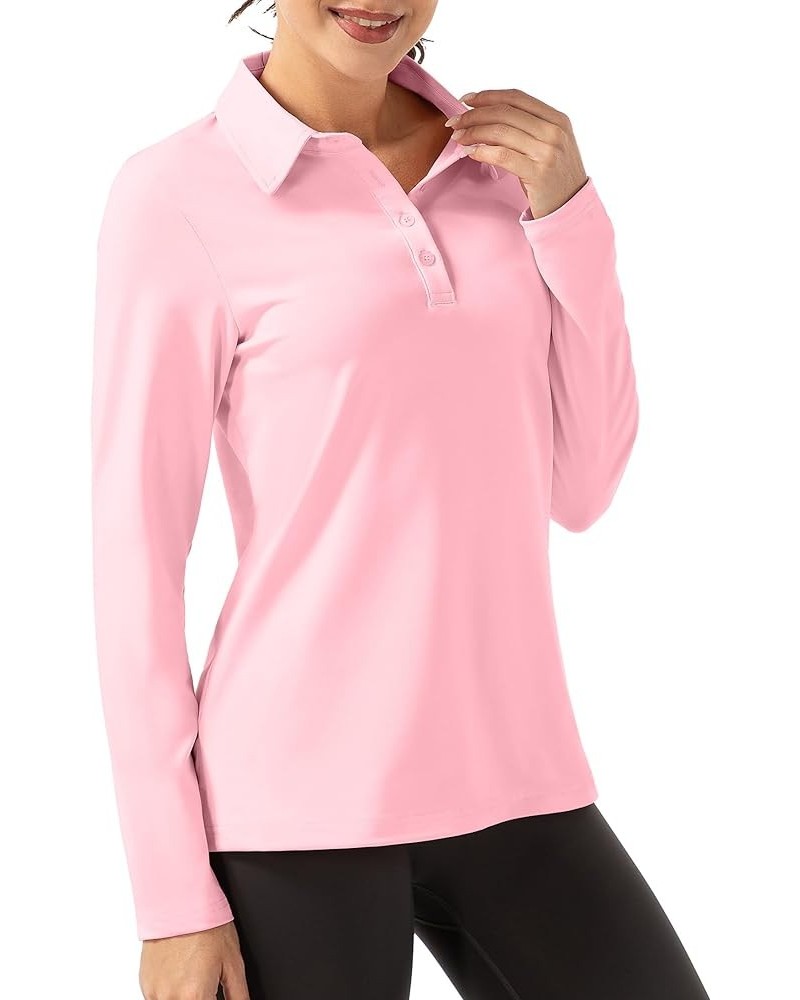 Women Long Sleeve Polo Shirt Golf Sport Top Athletic Sportswear Tennis Activewear 04 Pink $15.00 Shirts