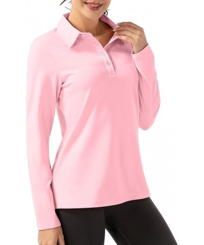 Women Long Sleeve Polo Shirt Golf Sport Top Athletic Sportswear Tennis Activewear 04 Pink $15.00 Shirts