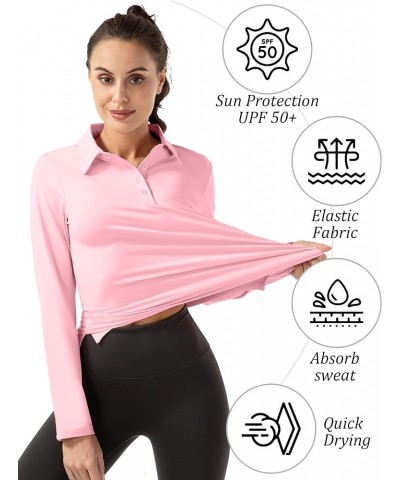 Women Long Sleeve Polo Shirt Golf Sport Top Athletic Sportswear Tennis Activewear 04 Pink $15.00 Shirts