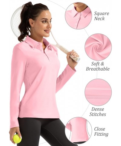 Women Long Sleeve Polo Shirt Golf Sport Top Athletic Sportswear Tennis Activewear 04 Pink $15.00 Shirts