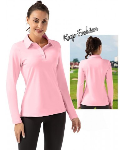 Women Long Sleeve Polo Shirt Golf Sport Top Athletic Sportswear Tennis Activewear 04 Pink $15.00 Shirts