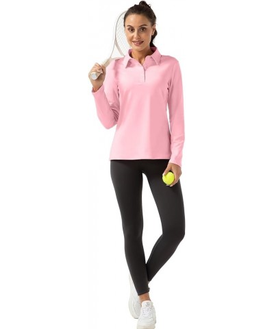 Women Long Sleeve Polo Shirt Golf Sport Top Athletic Sportswear Tennis Activewear 04 Pink $15.00 Shirts