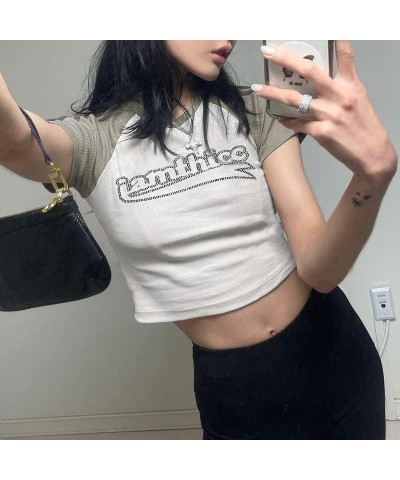 Y2k Baby Tees Crop Top for Women Girls Summer Aesthetic Graphic Short Sleeve T-Shirt Shirt 44 $9.87 T-Shirts