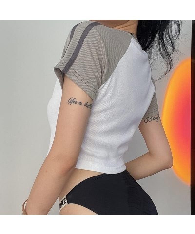 Y2k Baby Tees Crop Top for Women Girls Summer Aesthetic Graphic Short Sleeve T-Shirt Shirt 44 $9.87 T-Shirts