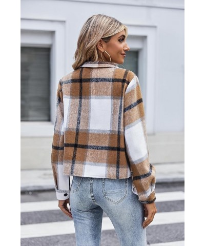 Flannels for Women Cropped Shacket Jacket Fashion Plaid Button Down Shirt 2023 Fall Coat Tops Ydl1 $16.00 Jackets