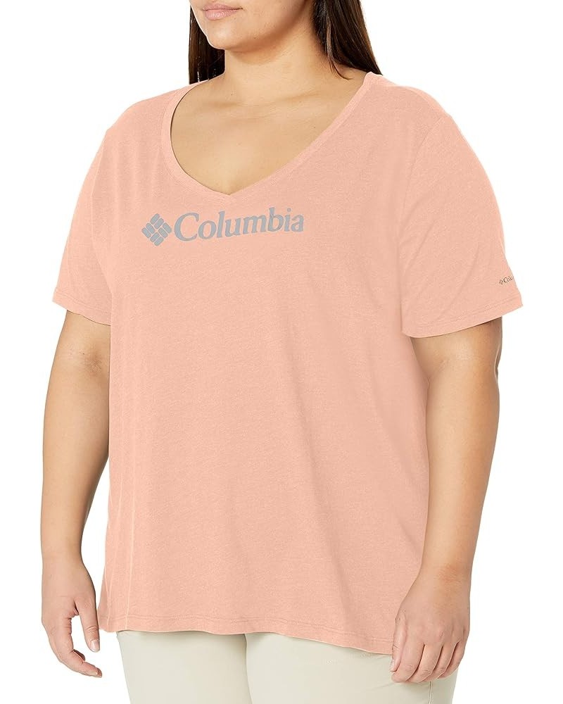 Women's Mount Rose Relaxed Tee Shirt, Jersey Cotton Blend Peach Cloud Heather/Logo $9.13 T-Shirts